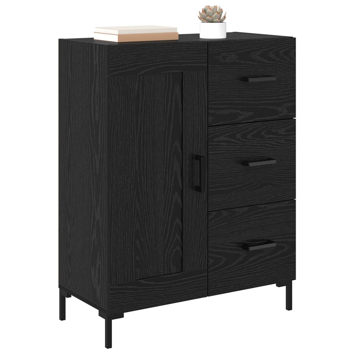 Sideboard Black oak 69.5 x 34 x 90 cm Engineered wood