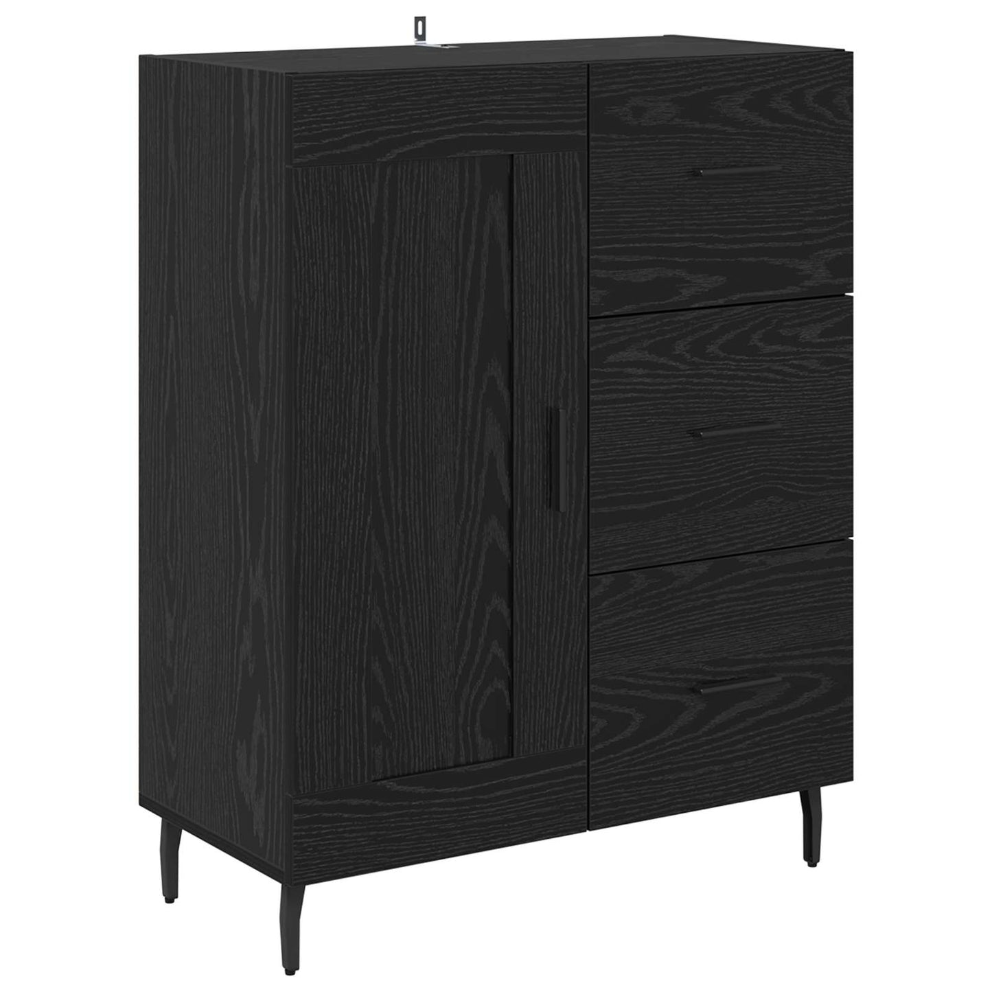 Sideboard Black Oak 69.5 x 34 x 90 cm Engineered Wood and Iron