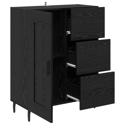 Sideboard Black Oak 69.5 x 34 x 90 cm Engineered Wood and Iron