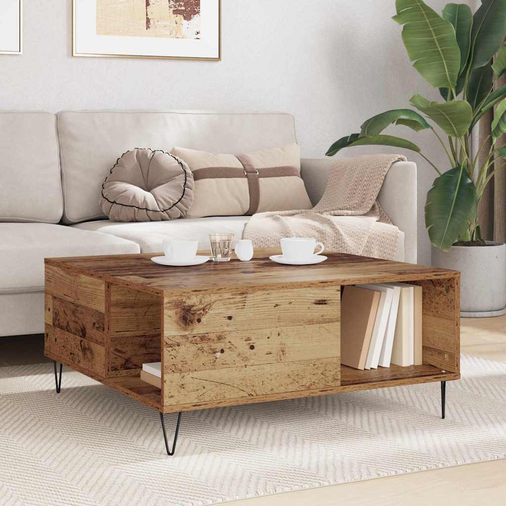 Coffee Table Old Wood 80 x 80 x 36.5 cm Engineered Wood
