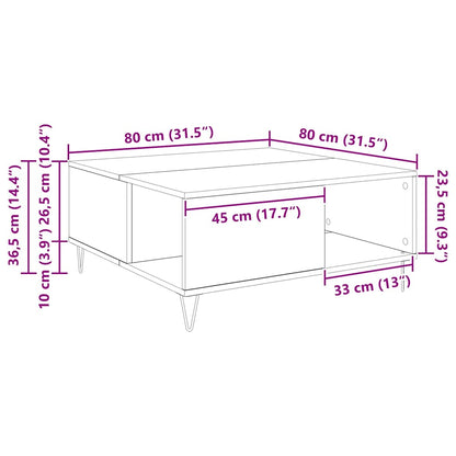 Coffee Table Old Wood 80 x 80 x 36.5 cm Engineered Wood