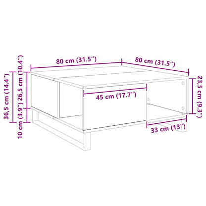 Coffee Table Old Wood 80 x 80 x 36.5 cm Engineered Wood
