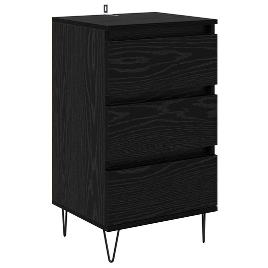 Sideboard Black Oak 40 x 35 x 70 cm Engineered Wood and Iron