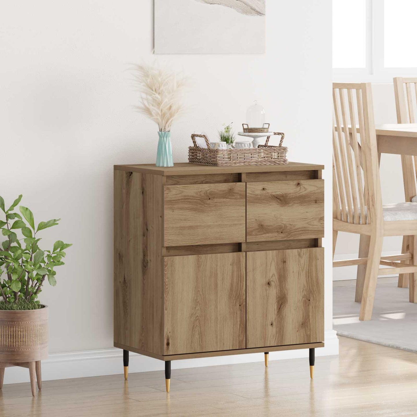 Sideboard Artisan Oak 60 x 35 x 70 cm Engineered Wood and Iron
