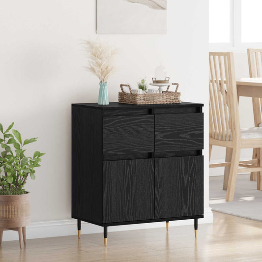 Sideboard Black Oak 60 x 35 x 70 cm Engineered Wood and Iron
