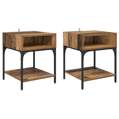 Bedside Table 2 pcs Old Wood 40 x 40 x 50 cm Engineered Wood