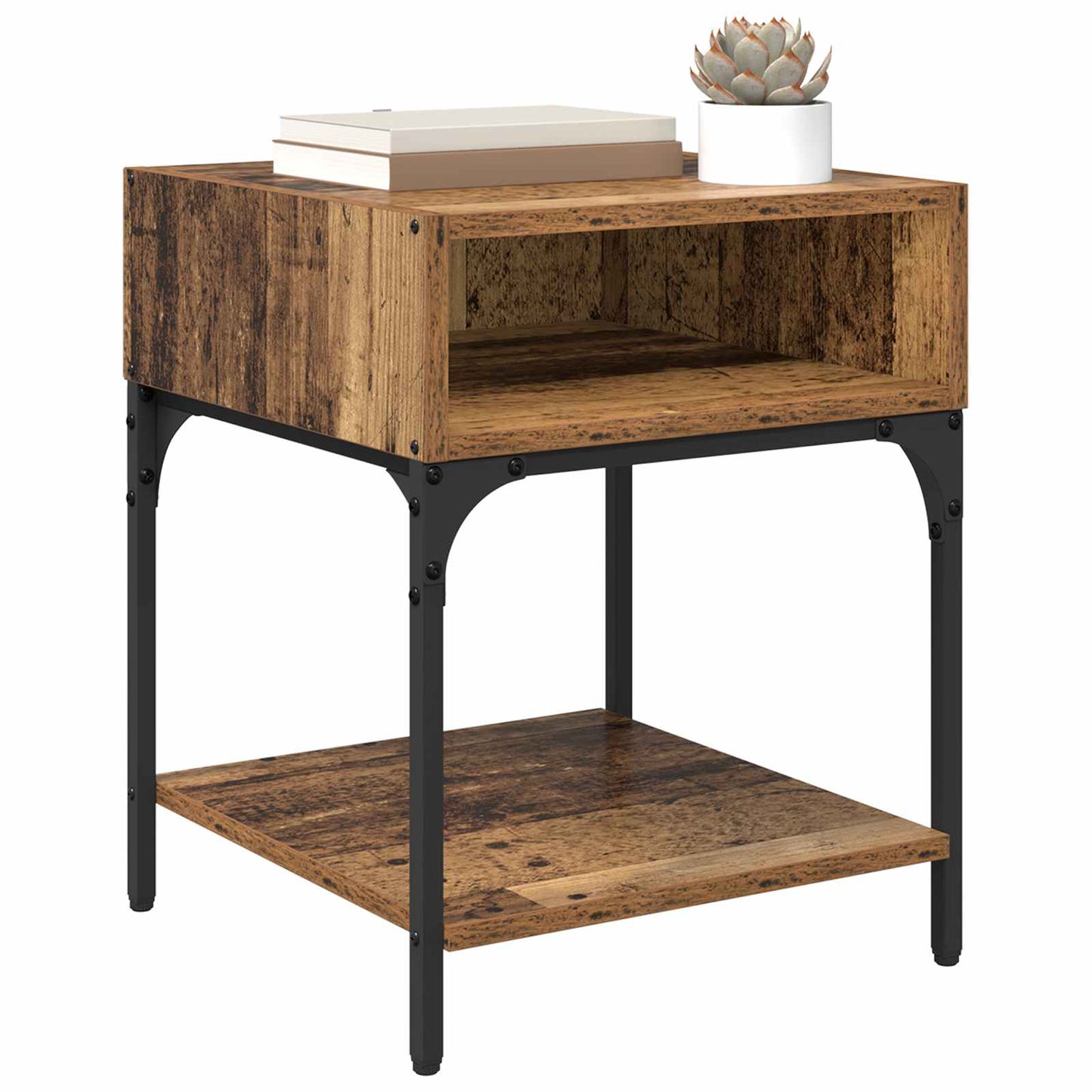 Bedside Table 2 pcs Old Wood 40 x 40 x 50 cm Engineered Wood