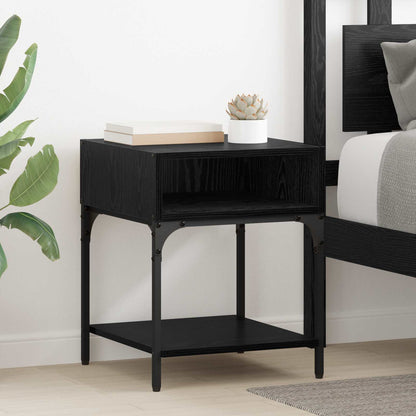 Bedside Table Black Oak 40 x 40 x 50 cm Engineered Wood