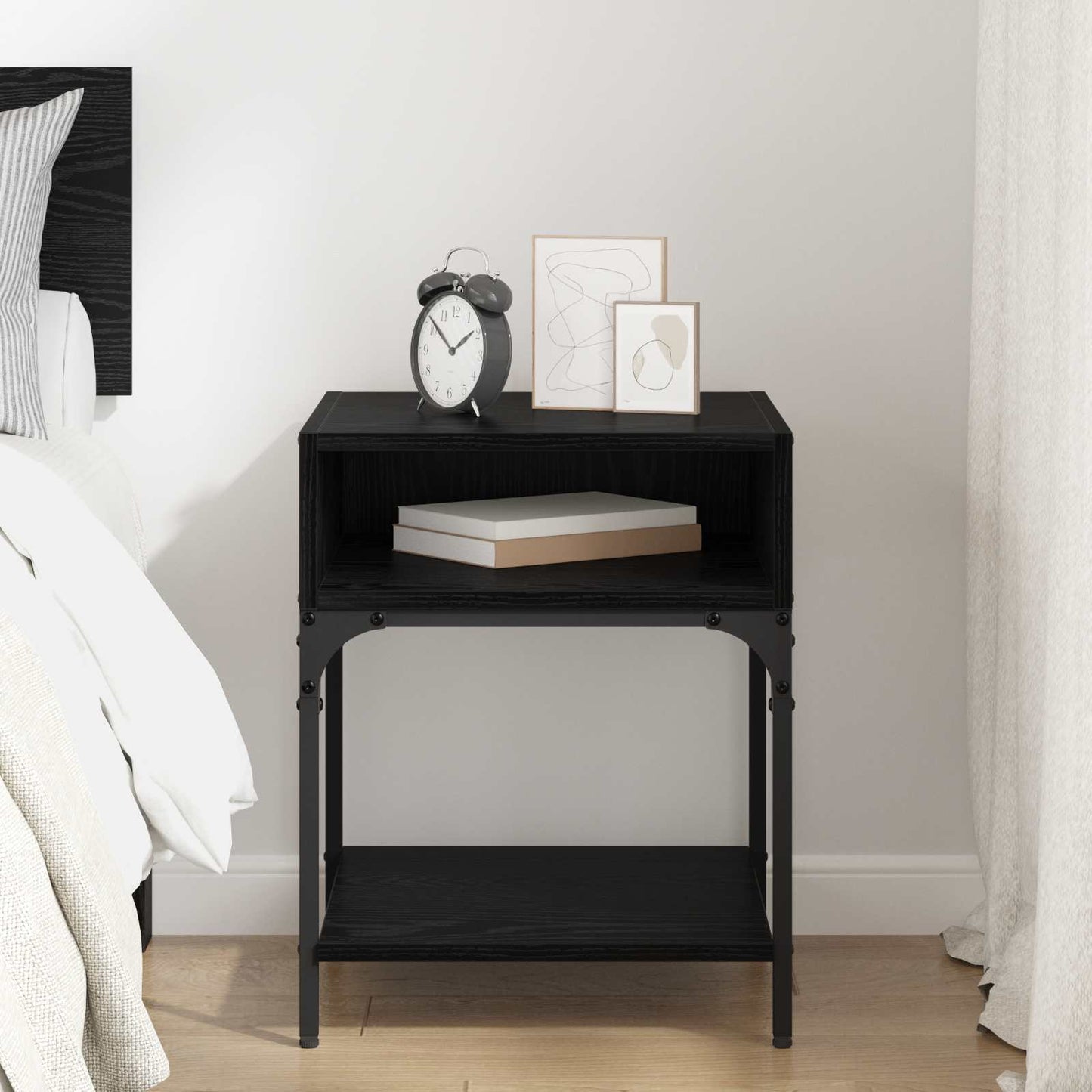 Bedside Table Black Oak 40 x 40 x 50 cm Engineered Wood