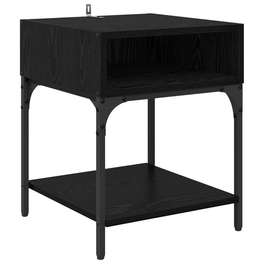 Bedside Table Black Oak 40 x 40 x 50 cm Engineered Wood