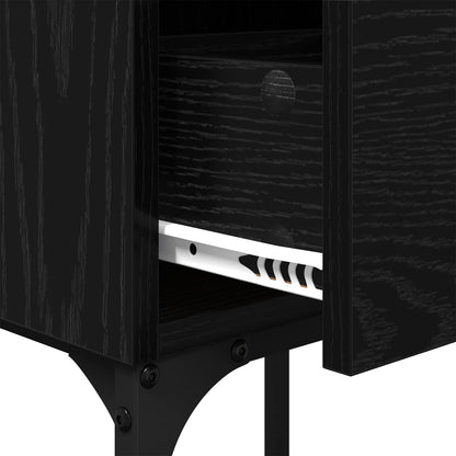 Bedside Table Black Oak 40 x 29 x 60 cm Engineered Wood