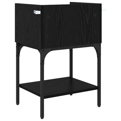 Bedside Table Black Oak 40 x 29 x 60 cm Engineered Wood
