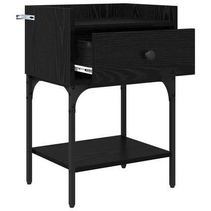 Bedside Table 2 pcs Black Oak 40 x 29 x 60 cm Engineered Wood