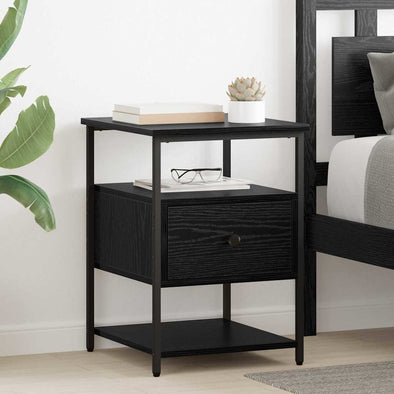 Bedside Cabinet Black oak 40 x 42 x 56 cm Engineered wood