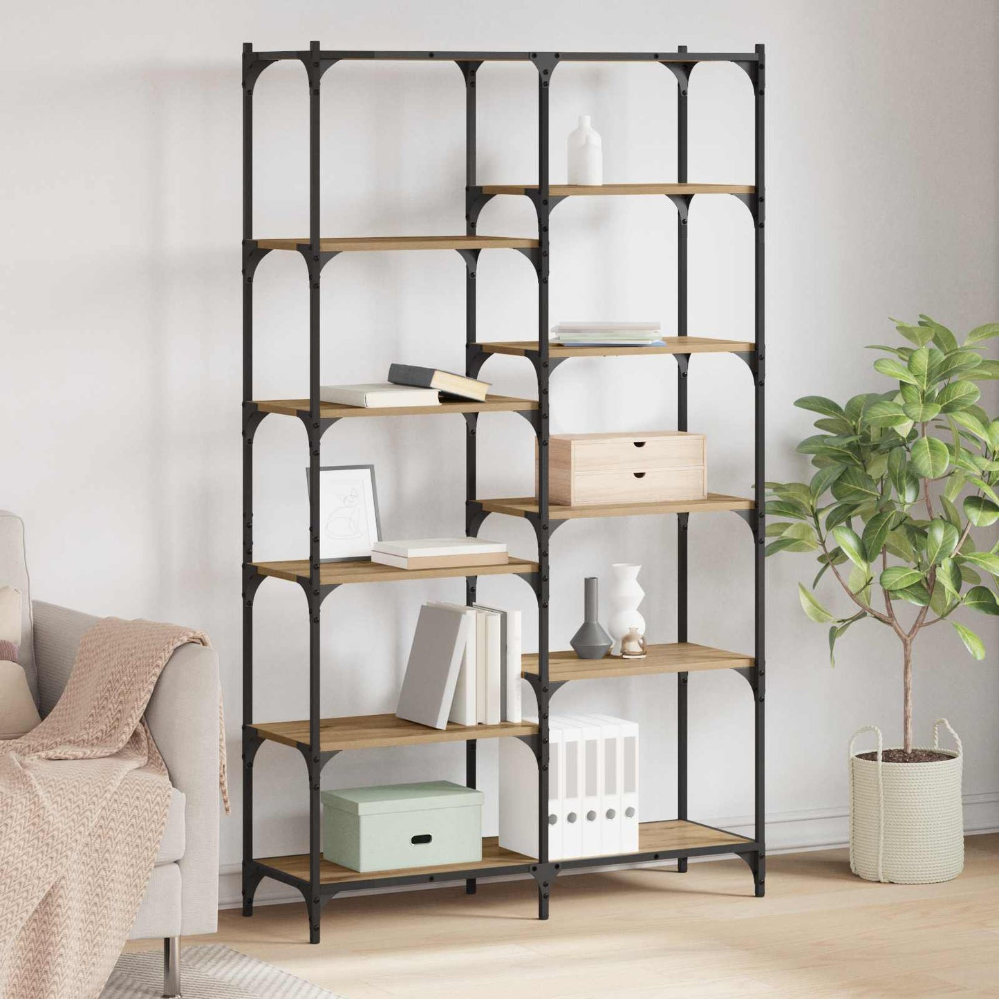 Bookshelf 9-Tier 100 x 32 x 170 cm Engineered wood Artisan oak