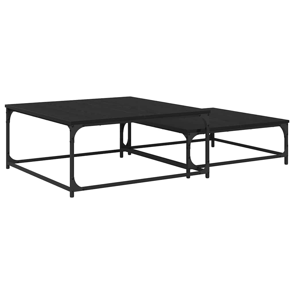 Coffee Table 2 pcs Black Oak Engineered Wood