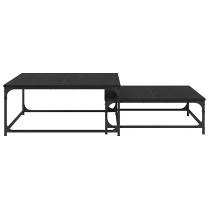 Coffee Table 2 pcs Black Oak Engineered Wood