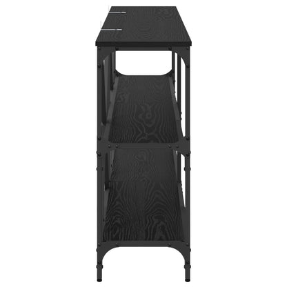 Console Table Black Oak 160 x 30 x 75 cm Engineered Wood