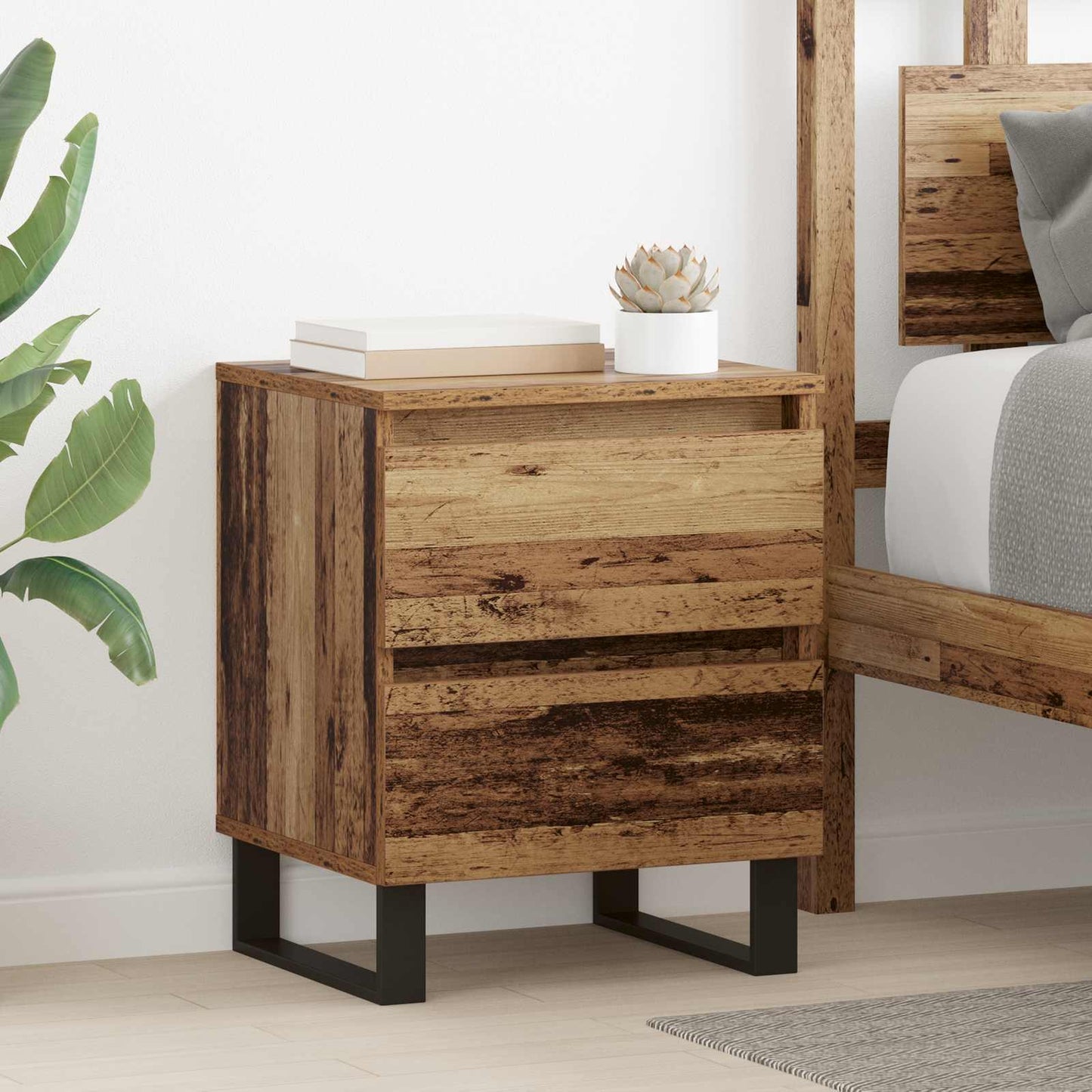 Bedside Cabinet Old Wood 40 x 35 x 50 cm Engineered Wood