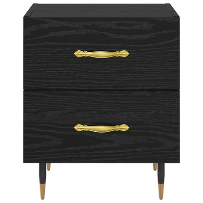 Bedside Cabinet with Drawer 2 pcs Black Oak 40 x 35 x 47.5 cm