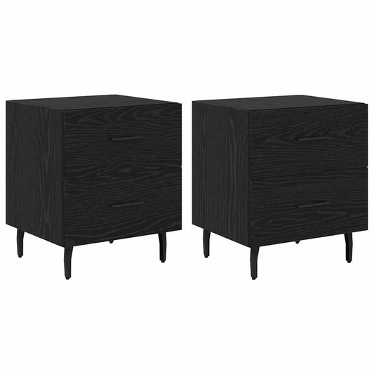 Bedside Cabinet 2 pcs Black Oak 40 x 35 x 47.5 cm