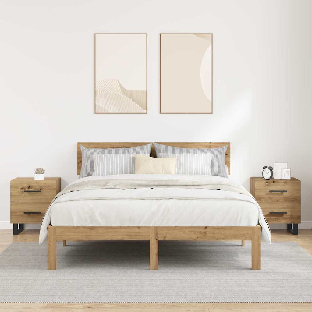 Bedside Cabinet with Drawer 2 pcs Artisan Oak 40 x 35 x 47.5 cm