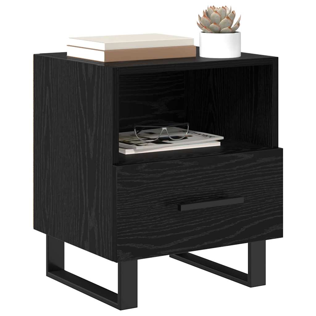 Bedside Cabinet Black Oak 40 x 35 x 47.5 cm Engineered Wood