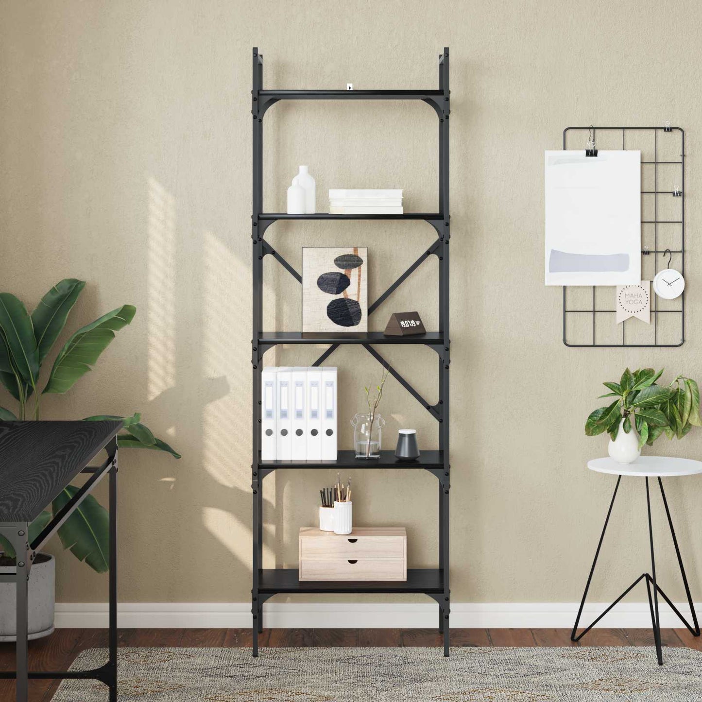 Bookcase Black Oak 56 x 32 x 174 cm Engineered Wood