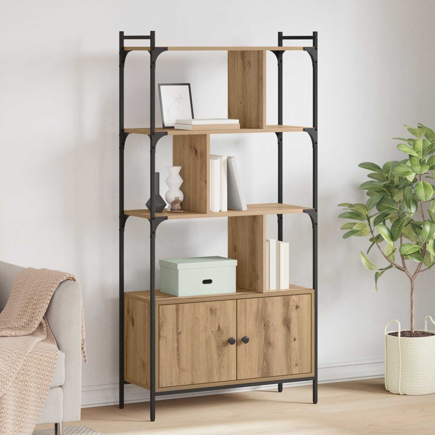 Bookcase 6-Tier 76.5 x 30 x 154.5 cm Engineered Wood