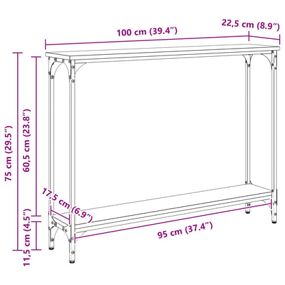 Console Table Black Oak 100 x 22.5 x 75 cm Engineered Wood