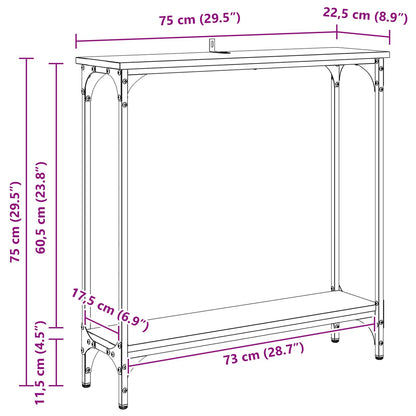 Console Table Black Oak 75 x 22.5 x 75 cm Engineered Wood