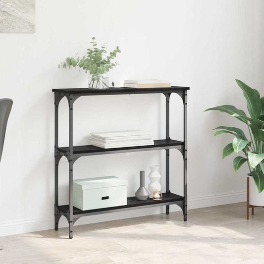 Console Table with Shelf Black oak 75 x 22.5 x 75 cm