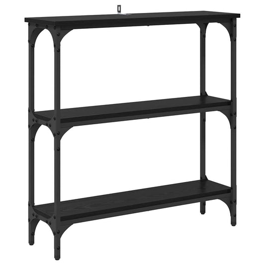 Console Table with Shelf Black oak 75 x 22.5 x 75 cm