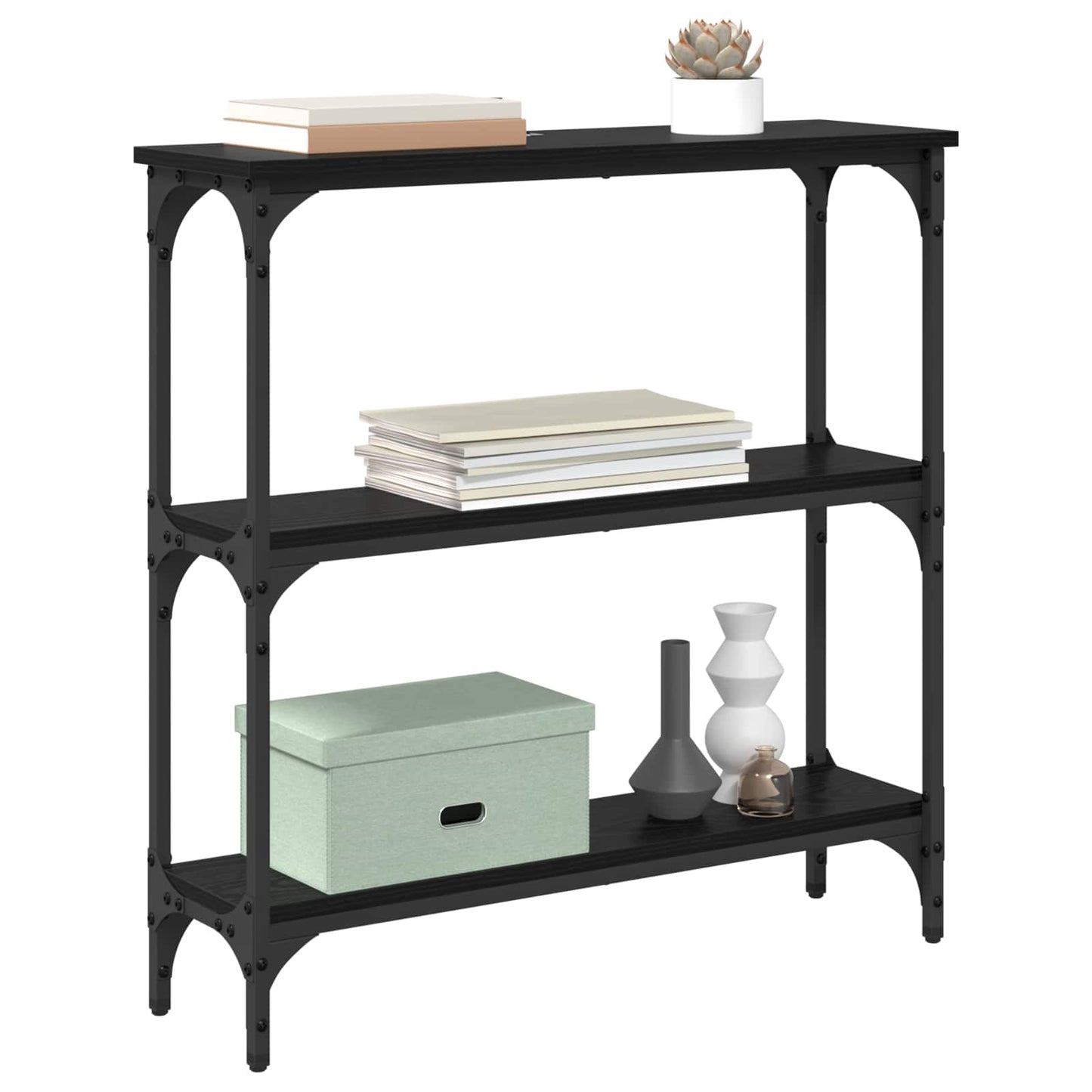 Console Table Black Oak 75 x 22.5 x 75 cm Engineered Wood