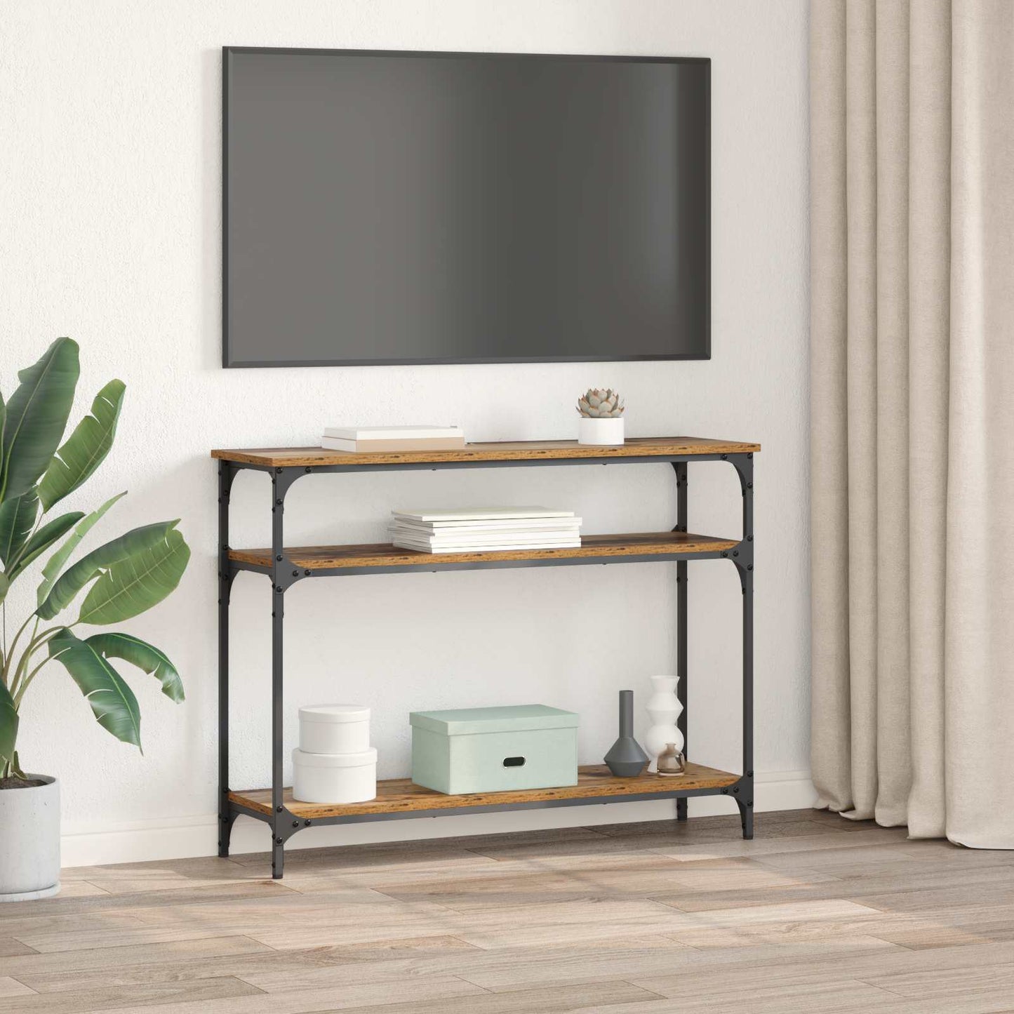 Console Table Old Wood 100 x 29 x 75 cm Engineered Wood