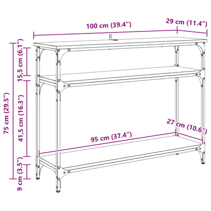 Console Table Black Oak 100 x 29 x 75 cm Engineered Wood