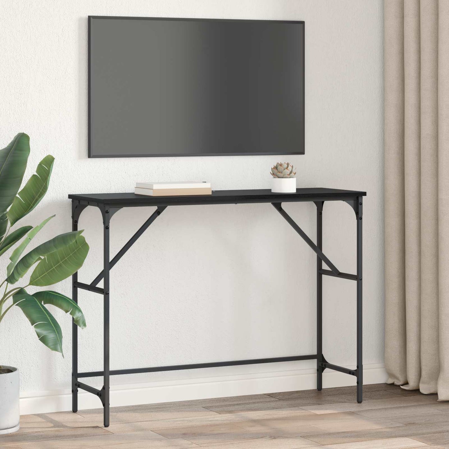 Console Table Black Oak 100 x 32 x 75 cm Engineered Wood