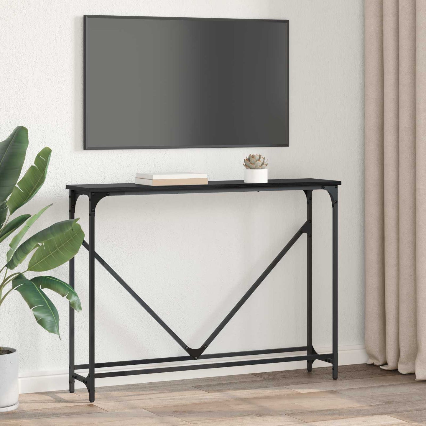 Console Table Manual Black Oak 102 x 23 x 75 cm Engineered Wood