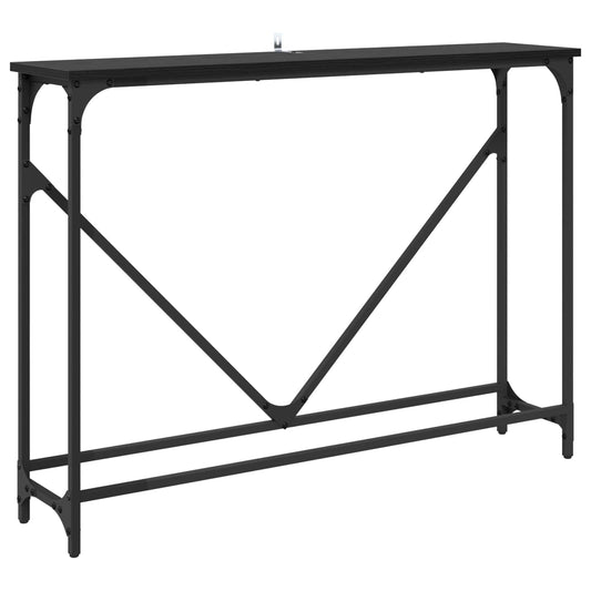 Console Table Black Oak 102 x 23 x 75 cm Engineered Wood