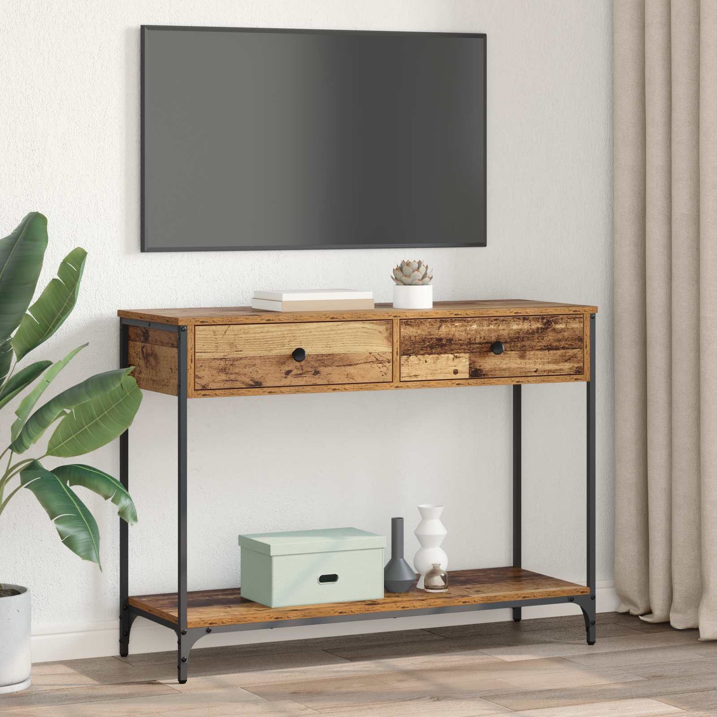 Console Table Old Wood 100 x 34.5 x 75 cm Engineered Wood