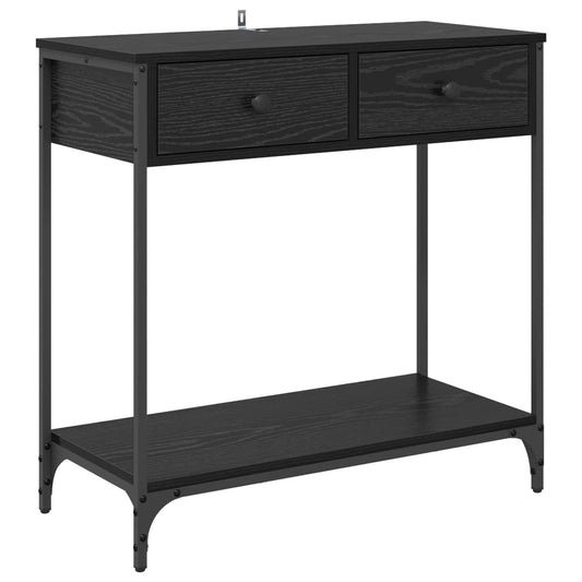 Console Table Black Oak 75 x 34.5 x 75 cm Engineered Wood