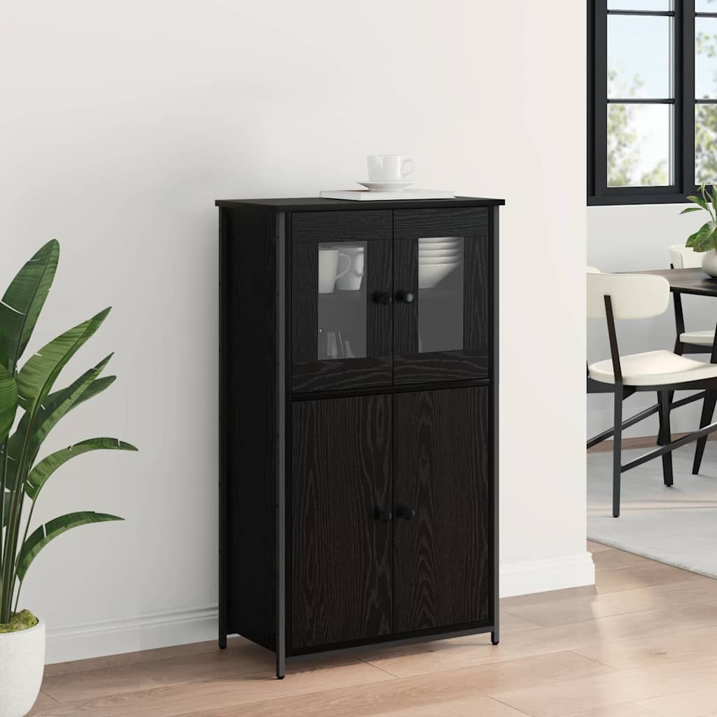 Highboard Black Oak 62 x 32 x 106.5 cm Engineered Wood