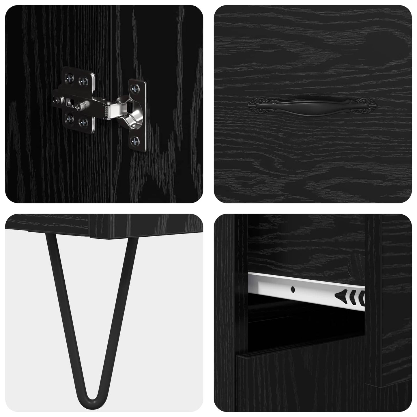 Sideboard Black Oak 69.5 x 34 x 90 cm Engineered Wood