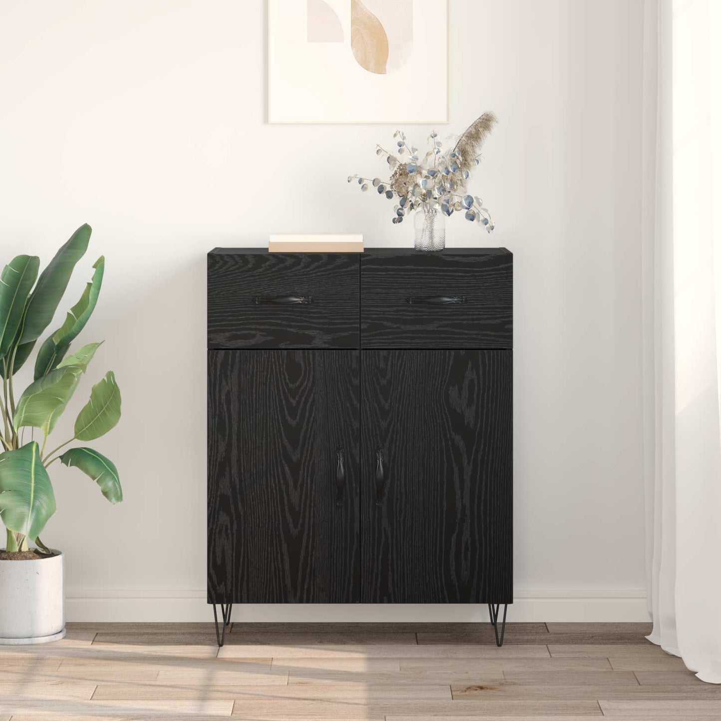 Sideboard Black Oak 69.5 x 34 x 90 cm Engineered Wood