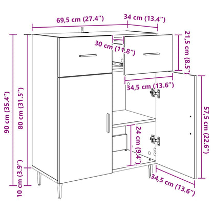 Sideboard Old Wood 69.5 x 34 x 90 cm Engineered Wood