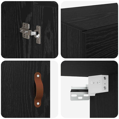Wall Mounted Cabinet Black Oak 34.5 x 34 x 90 cm
