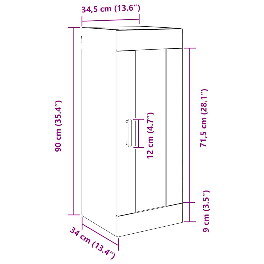 Wall Mounted Cabinet Artisan Oak 34.5 x 34 x 90 cm