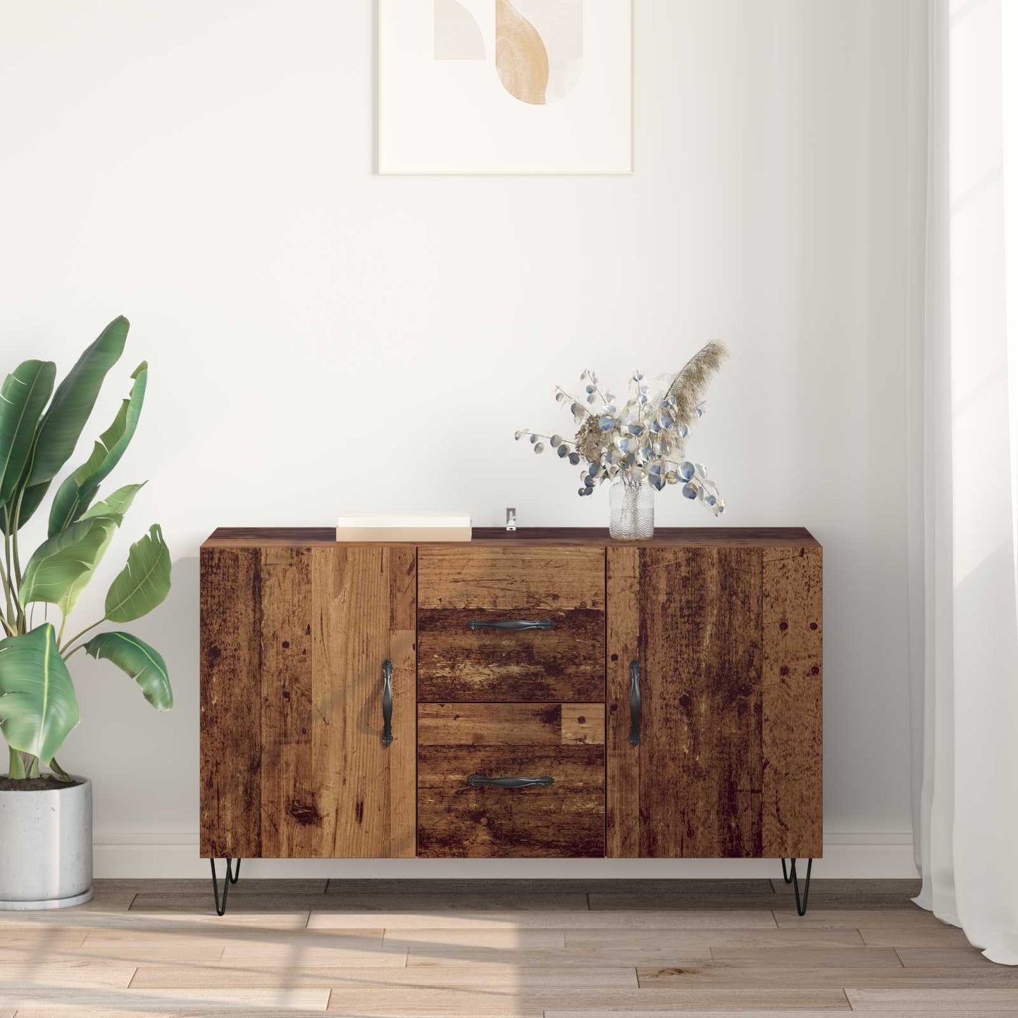 Sideboard with Drawer Old Wood 100 x 36 x 60 cm Engineered Wood