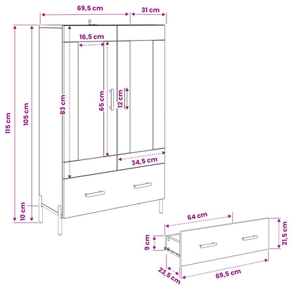 Highboard Corona Old Wood 69.5 x 31 x 115 cm Engineered Wood