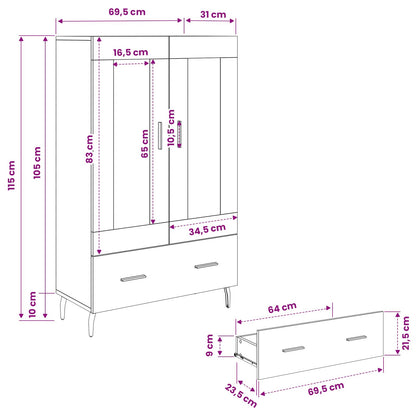 Highboard Artisan Oak 69.5 x 31 x 115 cm Engineered Wood
